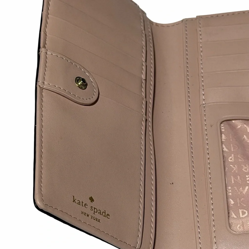 kate spade Pebbled Leather Bow Continental Wallet in Dusty Pink